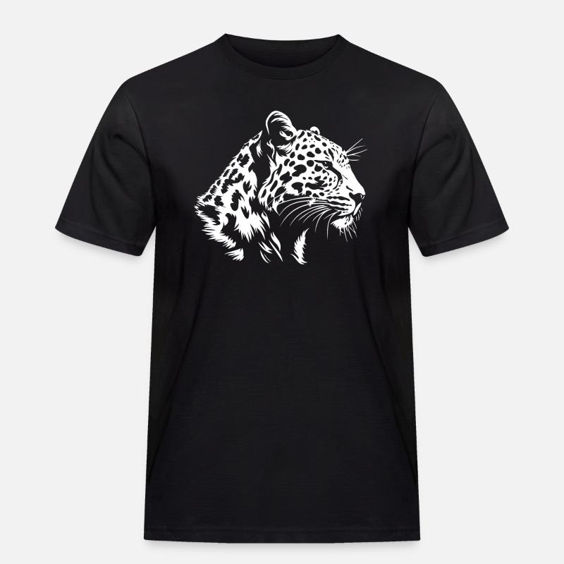 Leopard - Männer Workwear T-Shirt - Schwarz
