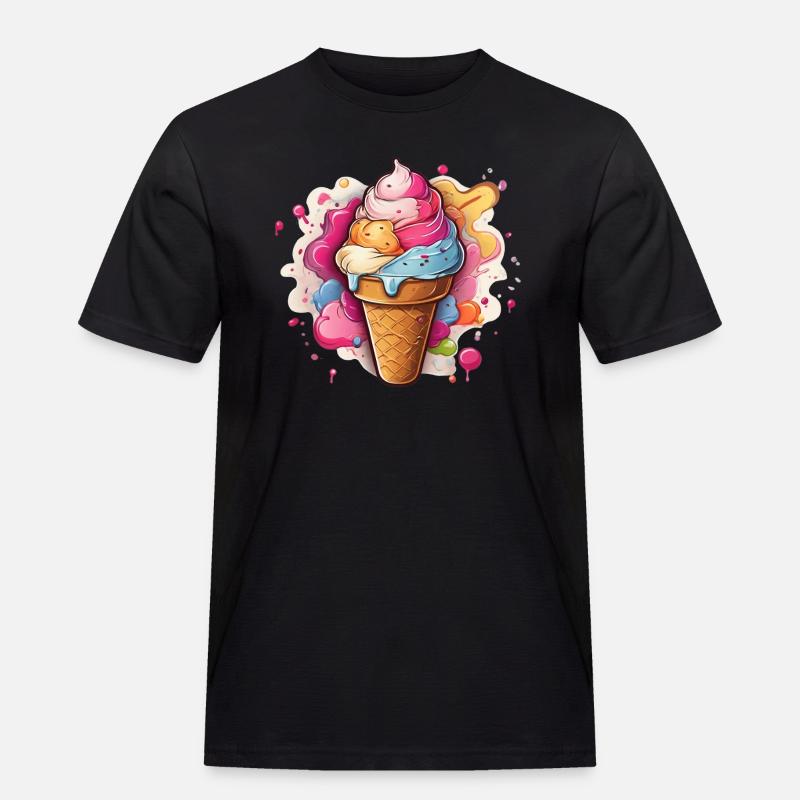 Leckeres buntes Softeis - Männer Workwear T-Shirt - Schwarz