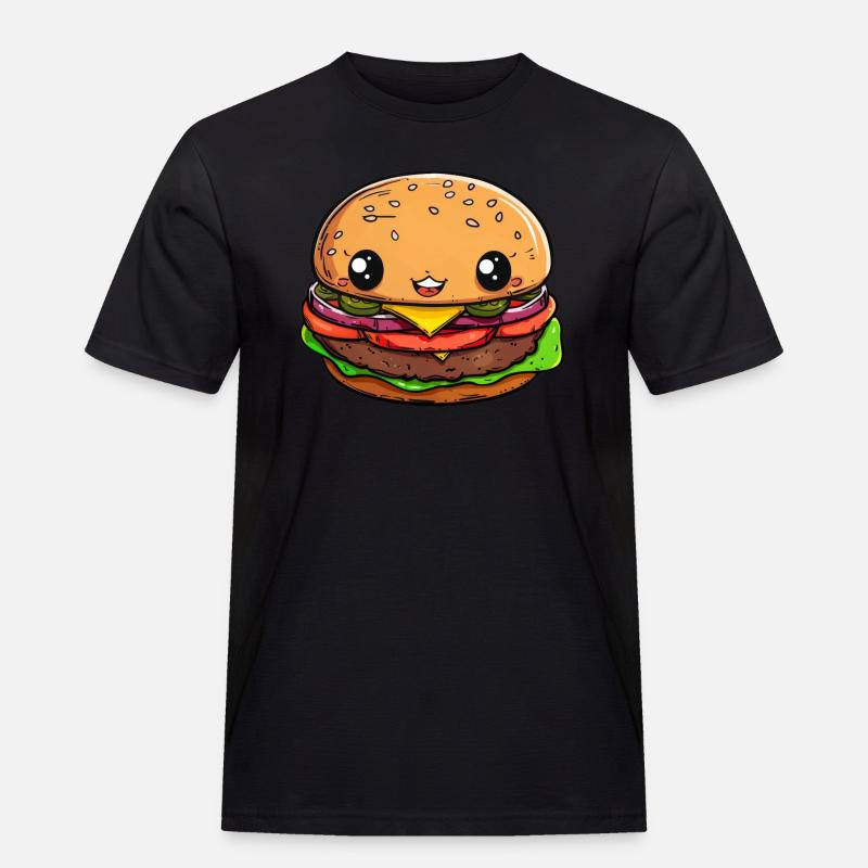 Lustiger Burger Comic - Männer Workwear T-Shirt - Schwarz