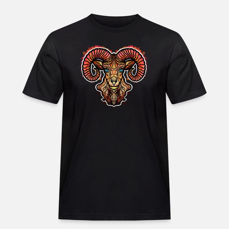 Widder - Männer Workwear T-Shirt - Schwarz