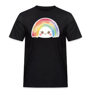 Kawaii Cute Rainbow - Men's Workwear T-Shirt - black - Front - AI Model Male 178 light (178cm)