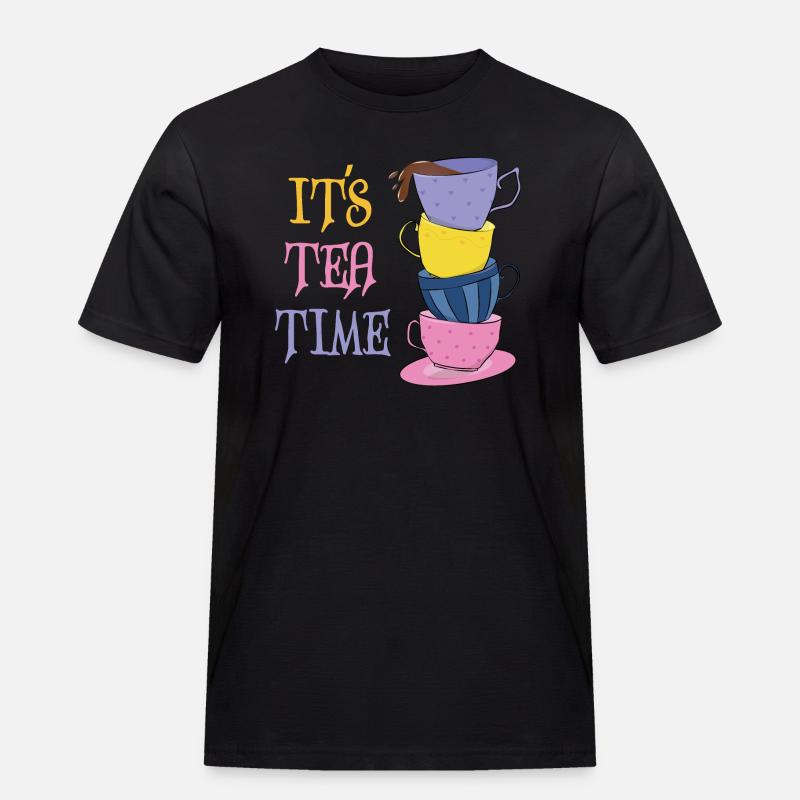 Es ist Teezeit - Männer Workwear T-Shirt - Schwarz
