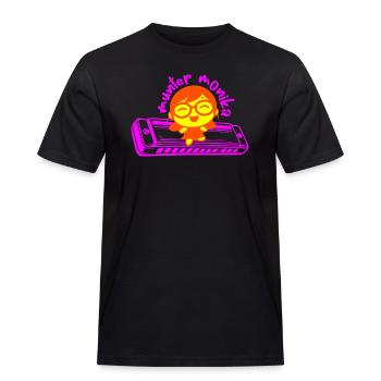 munter monika dancing on the mundharmonika pink - Männer Workwear T-Shirt - Schwarz - Vorne - AI Model Male 178 light (178cm)