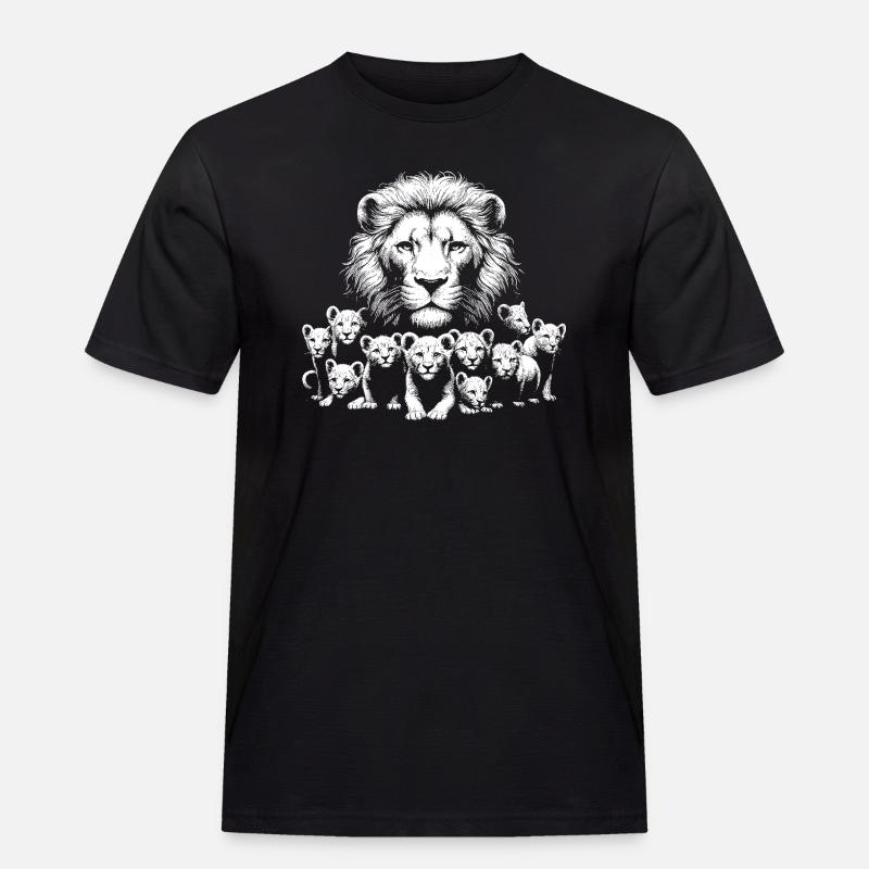 Löwe - Männer Workwear T-Shirt - Schwarz