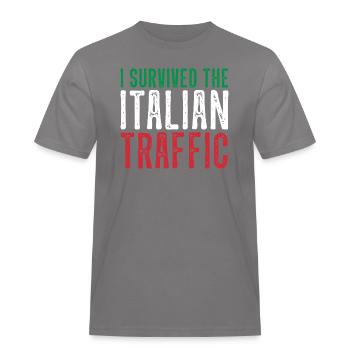 Italien Verkehr Autofahren lustig - Männer Workwear T-Shirt - Grau - Vorne - AI Model Male 185 dark (185cm)