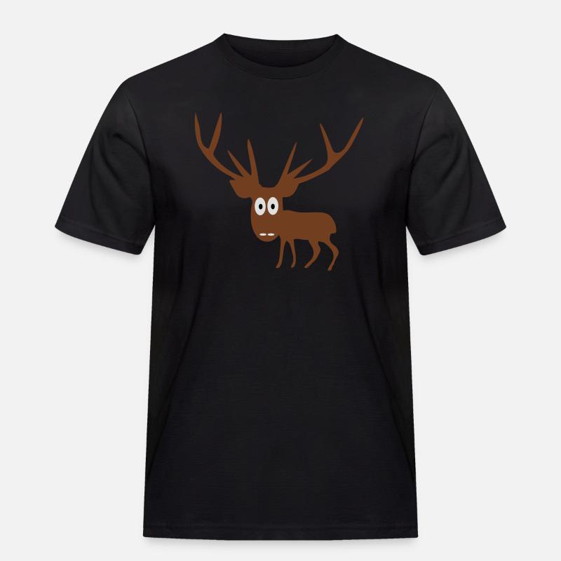 Hirsch - Männer Workwear T-Shirt - Schwarz