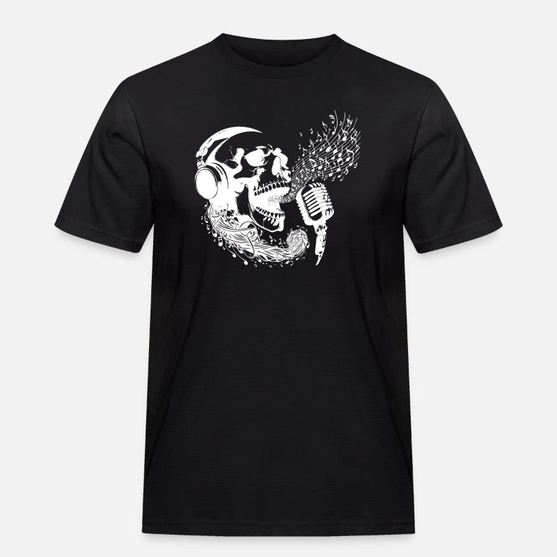 Vanitas Singender Schädel Kopfhörer INVERS - Männer Workwear T-Shirt - Schwarz