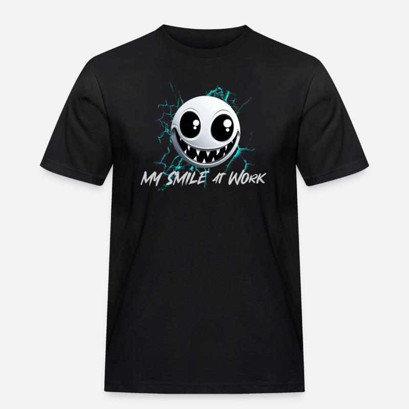 My Smile at work - Männer Workwear T-Shirt - Schwarz