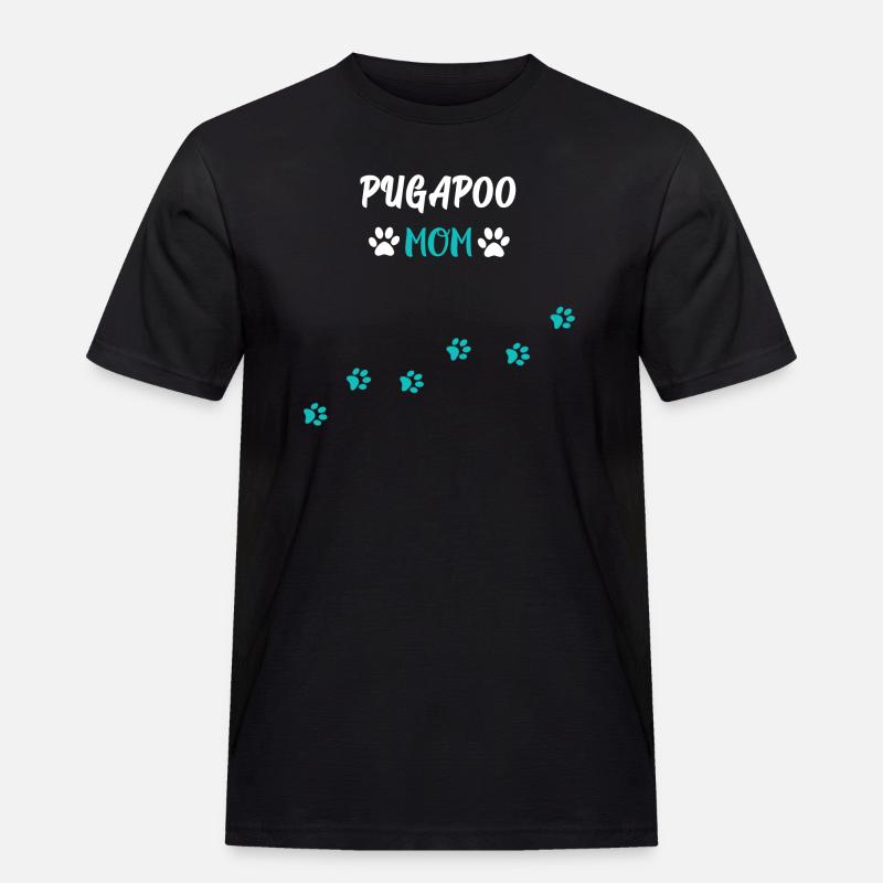Pugapoo Mom - Pudel Mops Mix - Männer Workwear T-Shirt - Schwarz