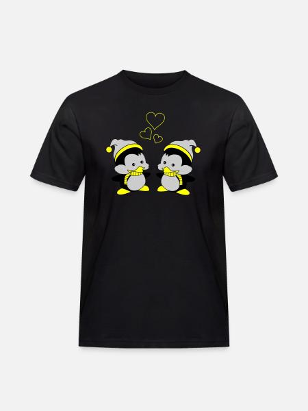pingus in love - Männer Workwear T-Shirt - Schwarz