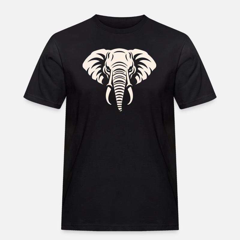Elefant - Männer Workwear T-Shirt - Schwarz