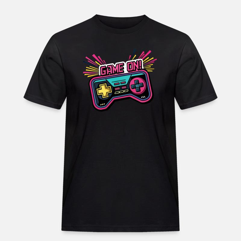 GAME ON. GAMECONTROLLER. SPIELPAD - Männer Workwear T-Shirt - Schwarz