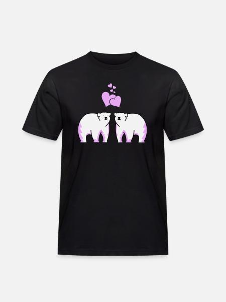 Eisbären verliebt - Männer Workwear T-Shirt - Schwarz