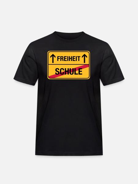 Schule – Freiheit - Männer Workwear T-Shirt - Schwarz