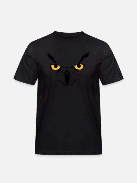 Owl face - Männer Workwear T-Shirt - Schwarz