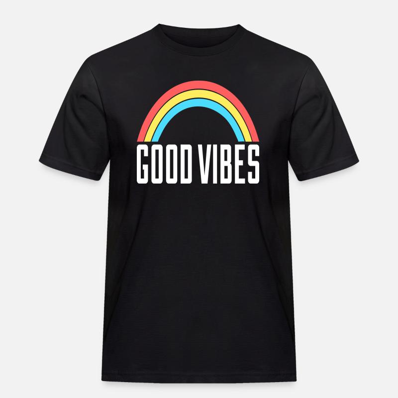 Good Vibes Regenbogen - Männer Workwear T-Shirt - Schwarz