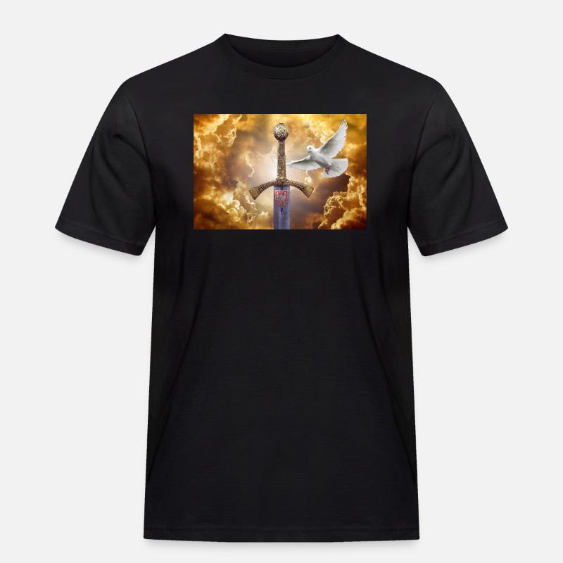 Szczerbiec mit einer Taube. - Männer Workwear T-Shirt - Schwarz