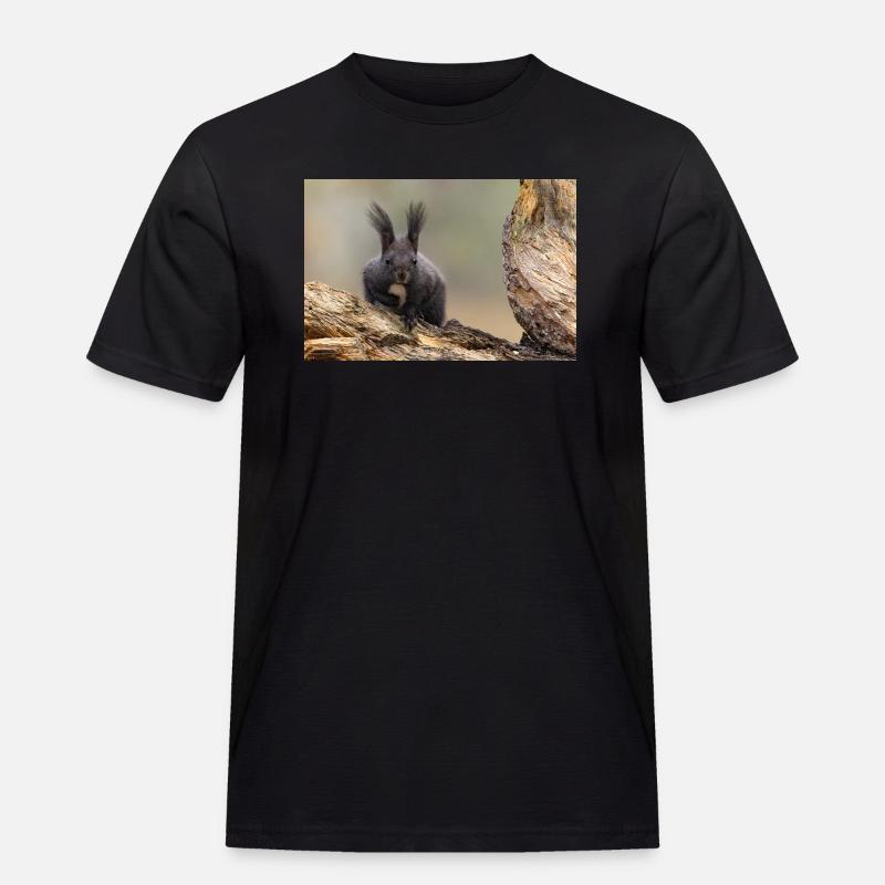 Oachkatzl / Eichhörnchen - Männer Workwear T-Shirt - Schwarz