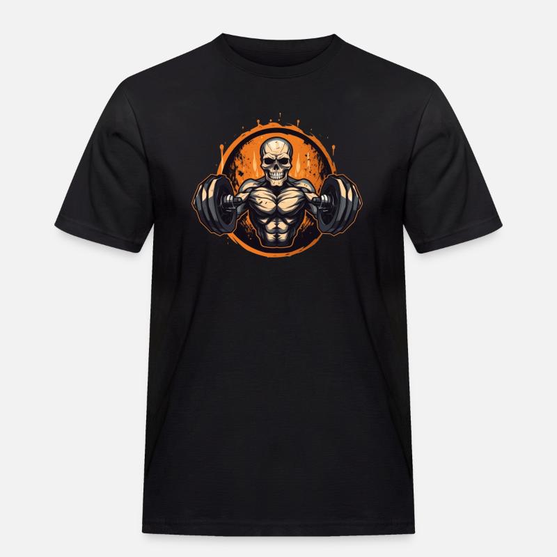 gym skull - Männer Workwear T-Shirt - Schwarz