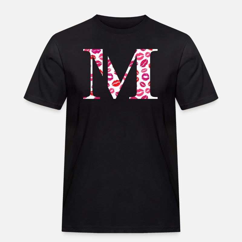 Buchstabe m Küsse - Männer Workwear T-Shirt - Schwarz