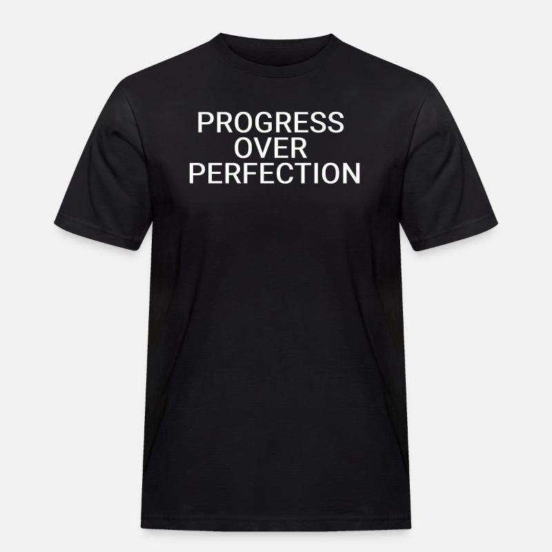 Fortschritt vor Perfektion - Männer Workwear T-Shirt - Schwarz