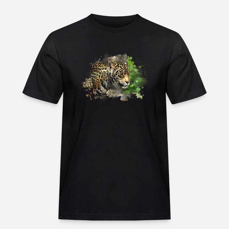 Leopard - Männer Workwear T-Shirt - Schwarz