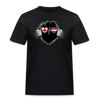England und Lettland Lettische Fahne Flaggen - Männer Workwear T-Shirt - Schwarz - Vorne - AI Model Male 178 light (178cm)