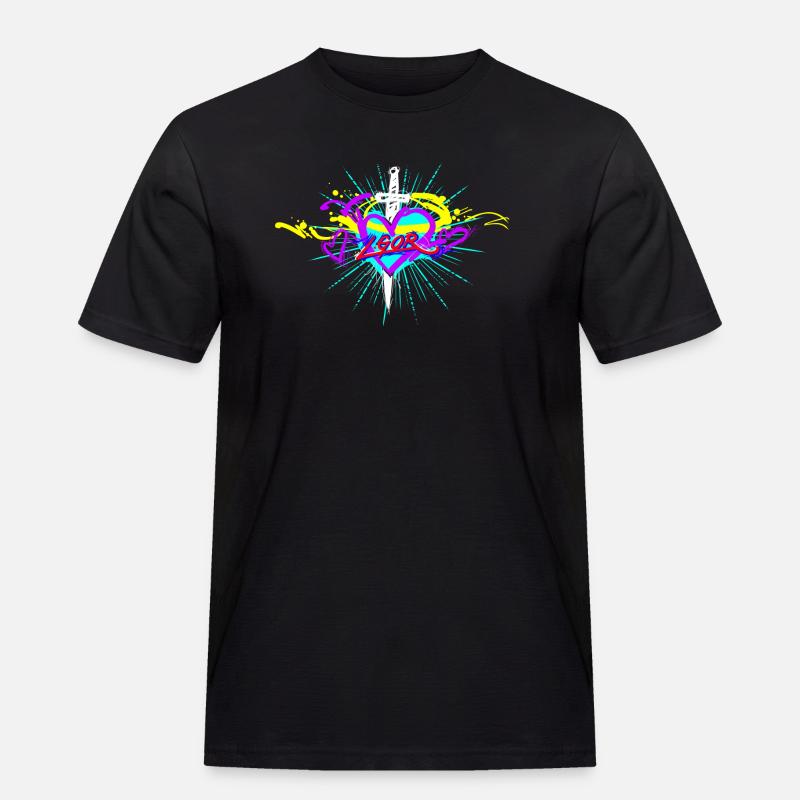 L.Gor Dolch mit Herz - Männer Workwear T-Shirt - Schwarz