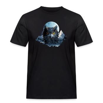Owl Black Finished - Men's Workwear T-Shirt - black - Front - AI Model Male 178 light (178cm)