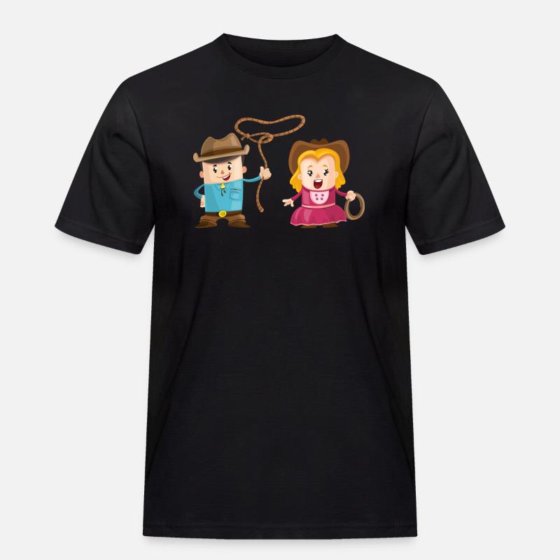 Cowboy mit Mädchen - Männer Workwear T-Shirt - Schwarz