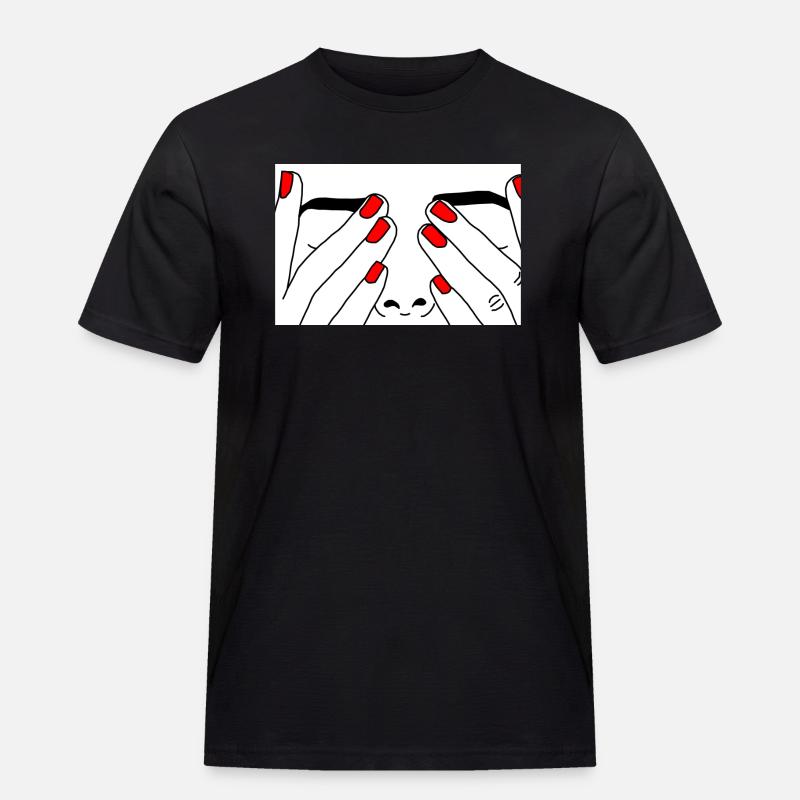 Face red nail - Männer Workwear T-Shirt - Schwarz