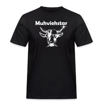 Muhviehstar - Bauer Kühe Witzig - Männer Workwear T-Shirt - Schwarz - Vorne - AI Model Male 178 light (178cm)