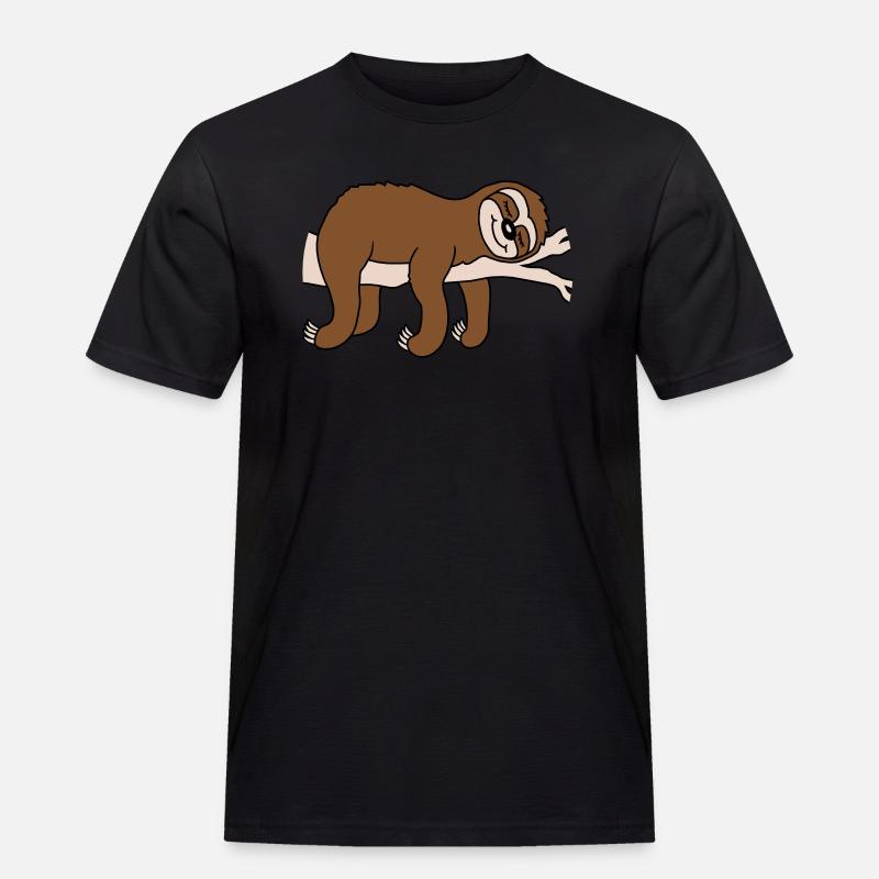 Müdes Faultier schläft Comic - Männer Workwear T-Shirt - Schwarz