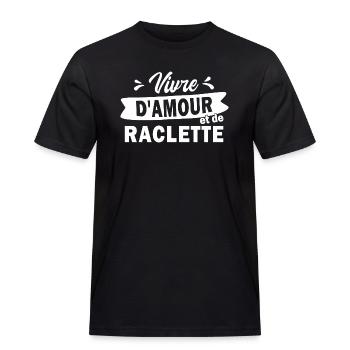 amour et raclette / cadeau humour raclette - T-shirt Workwear homme - noir - Devant - AI Model Male 178 light (178cm)