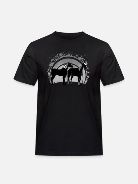 Pferde - Männer Workwear T-Shirt - Schwarz