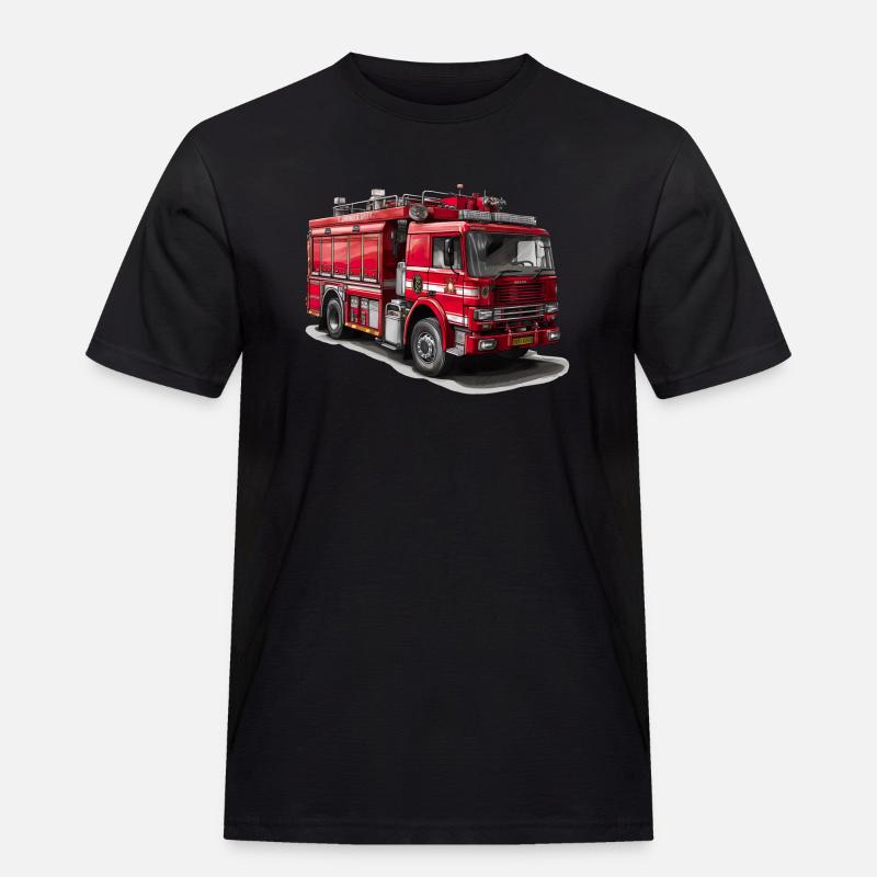 Mit Feuerwehrautos Brände bekämpfen - Männer Workwear T-Shirt - Schwarz