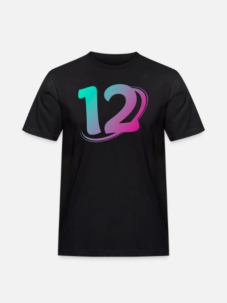 Nummer 12 mehrfarbig - Männer Workwear T-Shirt - Schwarz