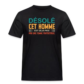 désolé cet homme est déjà pris - T-shirt Workwear homme - noir - Devant - AI Model Male 178 light (178cm)