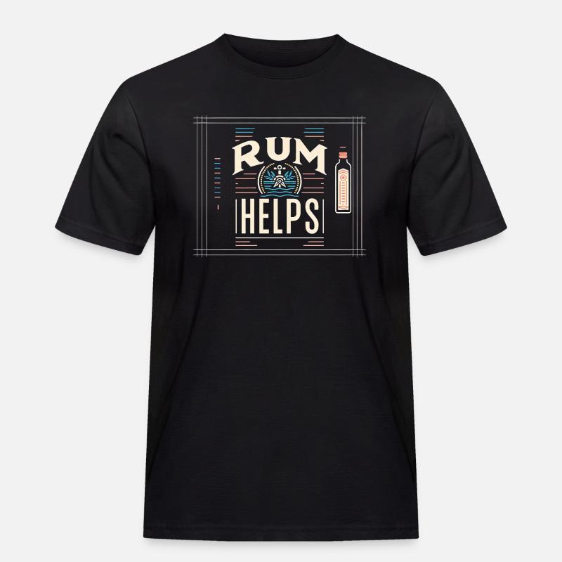 Rum Helps 7 - Männer Workwear T-Shirt - Schwarz