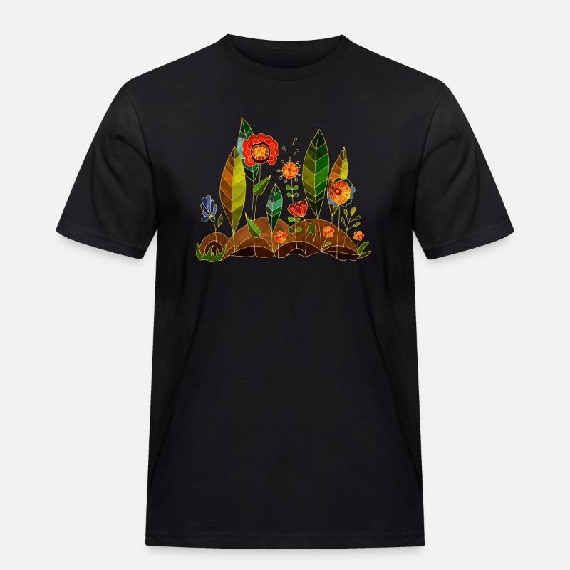 Blumen - Männer Workwear T-Shirt - Schwarz
