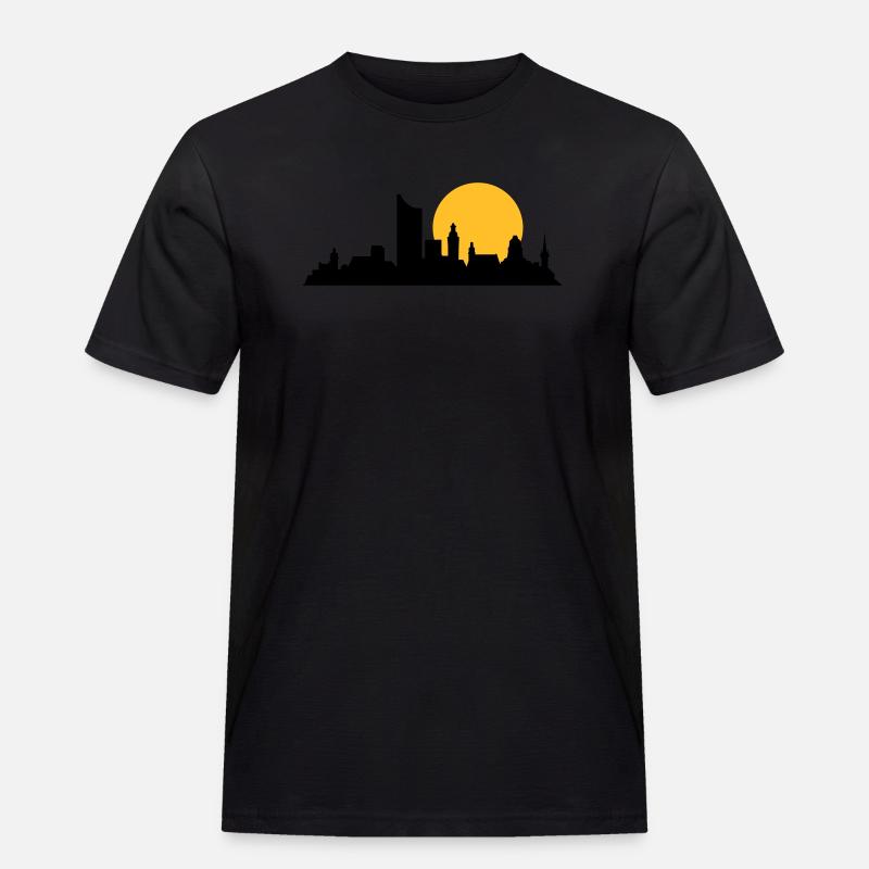 leipzig skyline - Männer Workwear T-Shirt - Schwarz