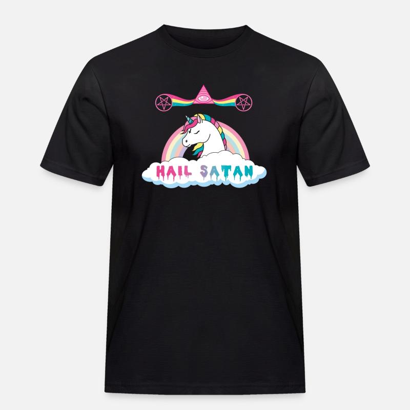 Hagel Satan Einhorn - Männer Workwear T-Shirt - Schwarz