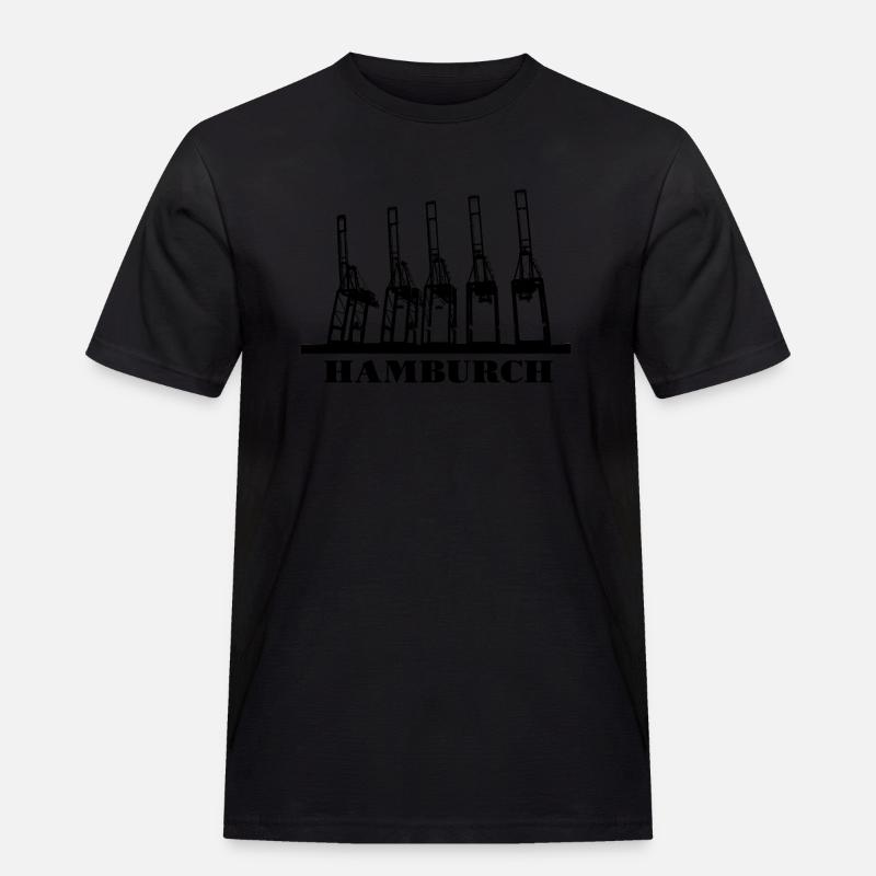 Hamburch auf Einheimisch - Männer Workwear T-Shirt - Schwarz