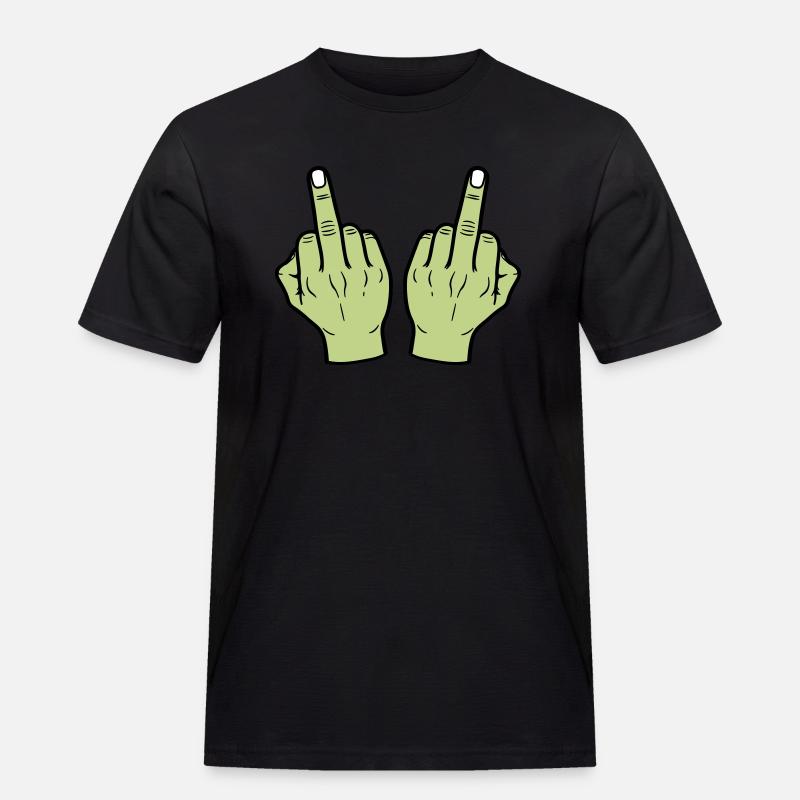 Mittelfinger Hand - Männer Workwear T-Shirt - Schwarz