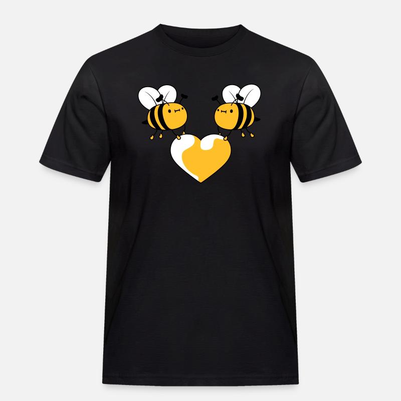 2 verliebte Bienen - Männer Workwear T-Shirt - Schwarz