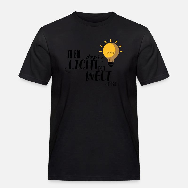 Ich bin das Licht - Männer Workwear T-Shirt - Schwarz
