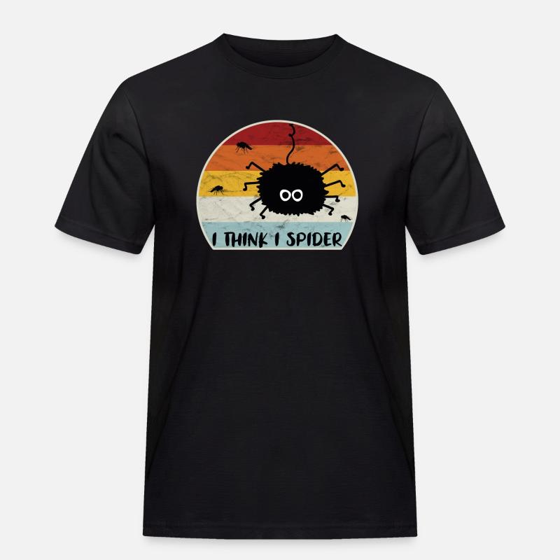 I Think I Spider Retro Ich Glaub Ich Spinne Fliege - Männer Workwear T-Shirt - Schwarz