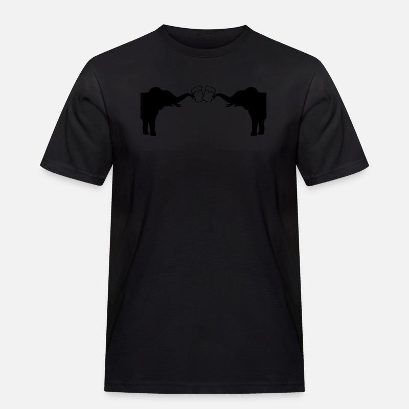 Anstoßen 2 Elefanten Bier - Männer Workwear T-Shirt - Schwarz