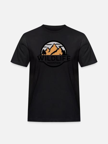 Wildlife Mountain - Männer Workwear T-Shirt - Schwarz