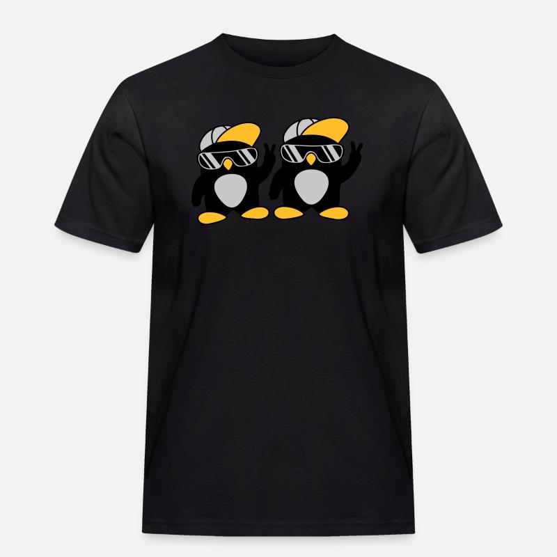 2 Freunde coole Pinguine - Männer Workwear T-Shirt - Schwarz